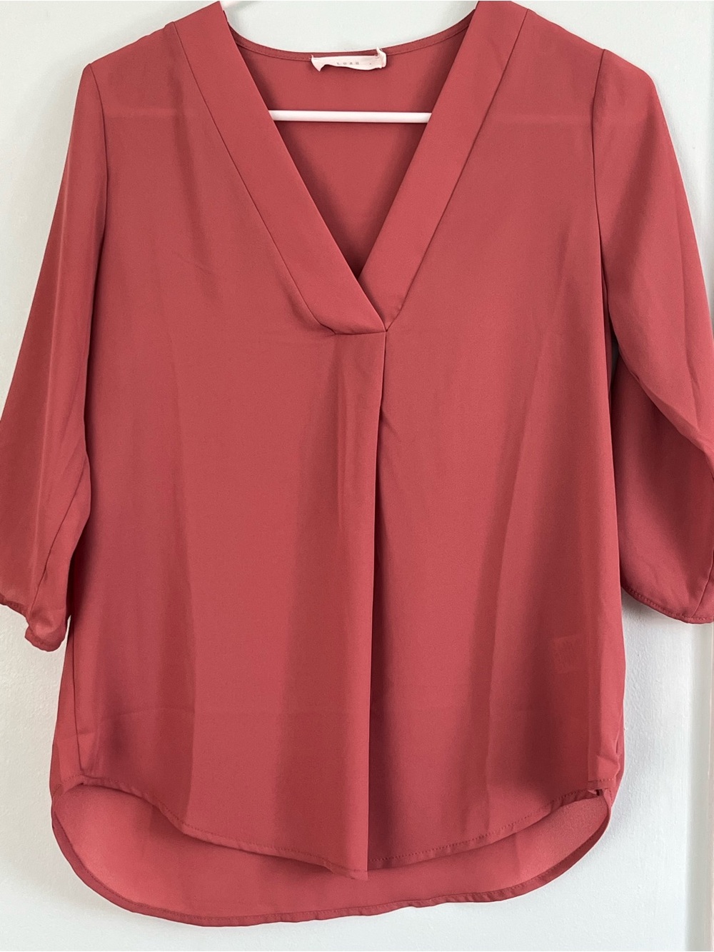 Lush Women’s V-Neck Blouse in Dusty Rose Size XS